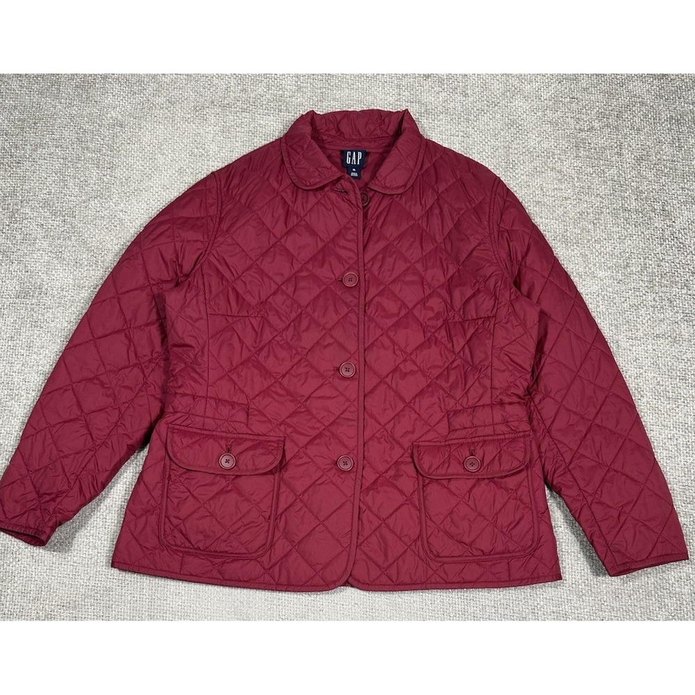 Vintage Y2K Gap Quilted Jacket Womens‎ Red Chore Field Lightweight Read